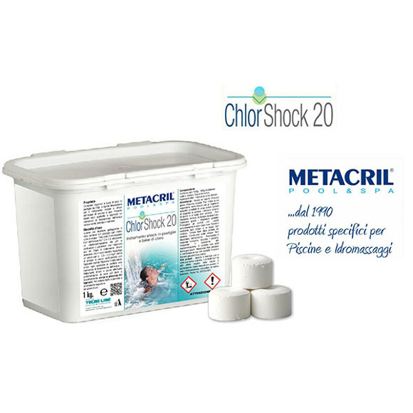 Immagine di Clor Shock 20 - trattamento shock a base di cloro in pastiglie Metacril 1kg 40501001