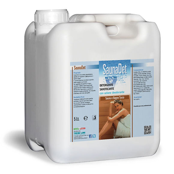 Immagine di SaunaDet detergente e igienizzante con azione nutriente per sauna 5Lt Metacril