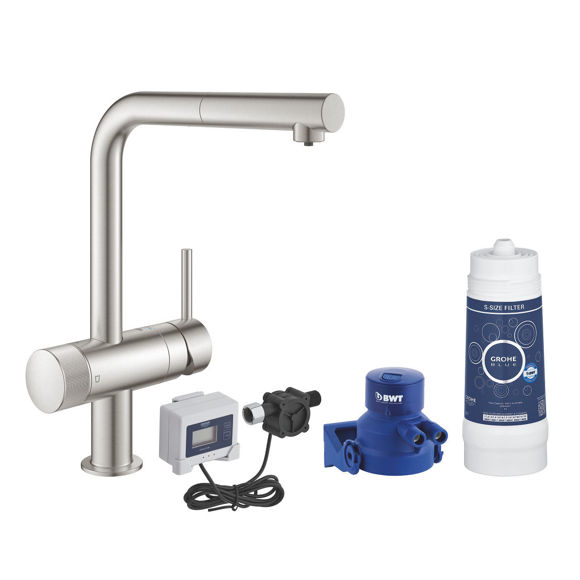 Immagine di Grohe Blue Pure Minta Starter Kit Satinato con Contalitri 120836