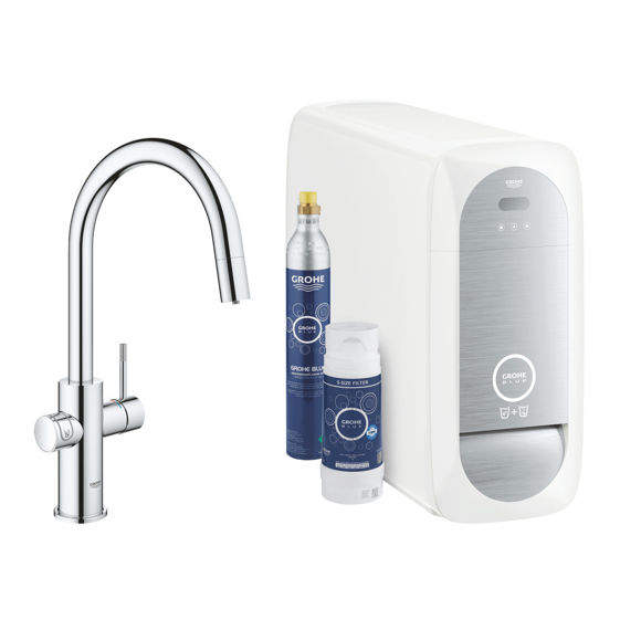 Immagine di GROHE Blue Home Starter Kit con Mousseur Estraibile Cromo – 31541000